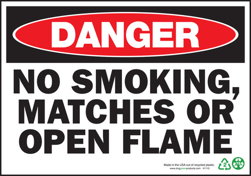 Danger Sign, No Smoking, Matches Or Open Flame, Adhesive