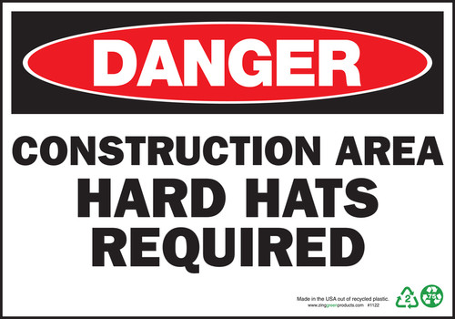 Danger Construction Area Hard Hats Required Danger Construction Area Hard Hats Required