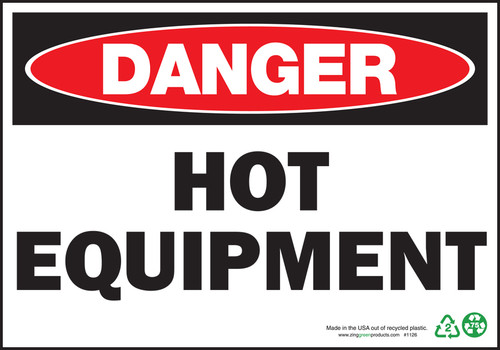Danger Sign, Hot Equipment, Plastic