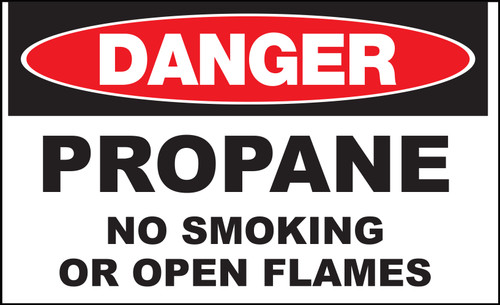 Danger Sign, Propane No Smoking or Open Flames, Aluminum
