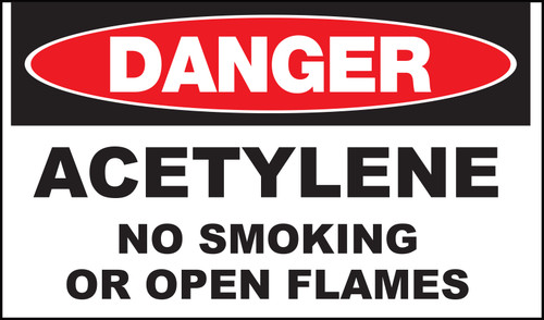 Danger Sign, Acetylene No Smoking or Open Flames, Adhesive