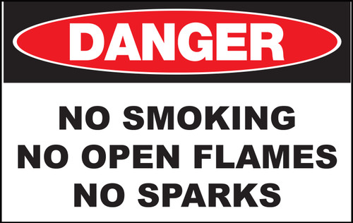 Danger Sign, No Smoking No Open Flames No Sparks, Aluminum