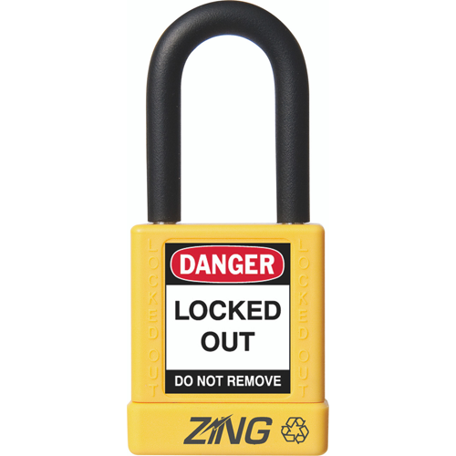 Recyclockout Safety Padlock, 1.5" Shackle, Keyed Different, Yellow
