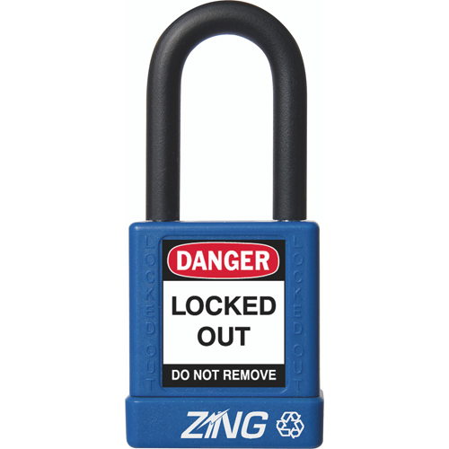 Recyclockout Safety Padlock, 1.5" Shackle, Keyed Alike, Blue