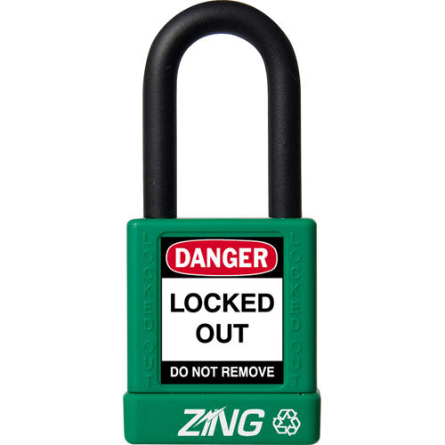Recyclockout Safety Padlock, 1.5" Shackle, Keyed Alike, Green