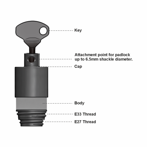 Round/Bottle Fuse Holder Lockout -  shown with fuse