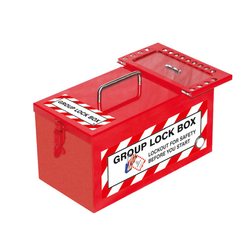 Group Lockout Box/Storage Box Combo, Red, Steel, 13.6