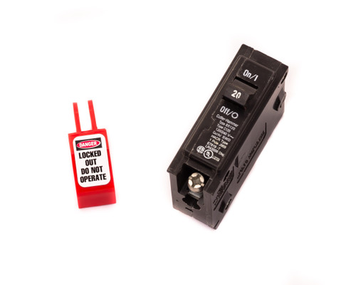 RecycLockout Single Breaker Lockout, Universal 3 Pack - shown with a potential application for use