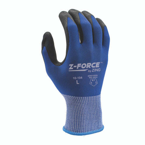 11-104 Z-Force Cut Glove, 18 Gauge ANSI A4 Royal Blue Biobased fiber/HPPE shell, Bio-based PPU Palm coating, Touchscreen