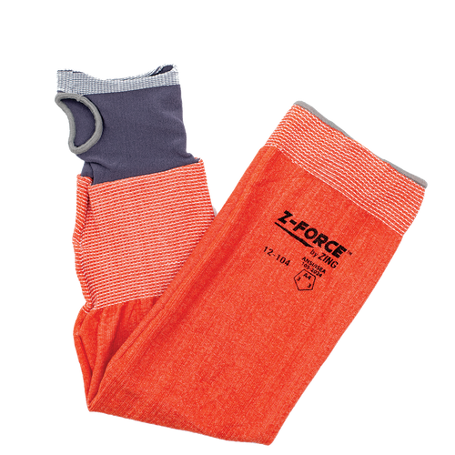 Z-Force Cut Sleeve, 18 Gauge ANSI A4 Orange HPPE Sleeve with Thumbhole 18" Length (12-104)