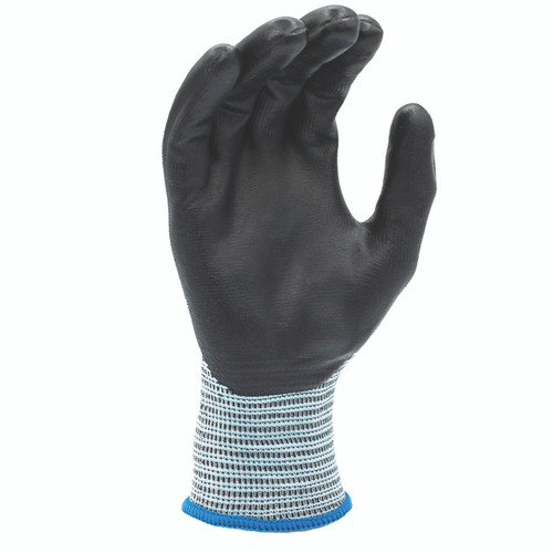 11-102 Z-Force Cut Glove, 18 Gauge ANSI A2 Light Blue Biobased fiber/HPPE shell, Bio-based PPU Palm coating, Touchscreen