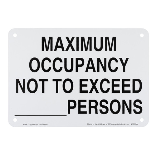 Maximum Occupancy Not to exceed blank persons sign.