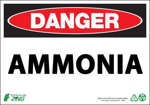 ZING Eco Safety Sign, DANGER, Ammonia, Available in Different Sizes and Materials