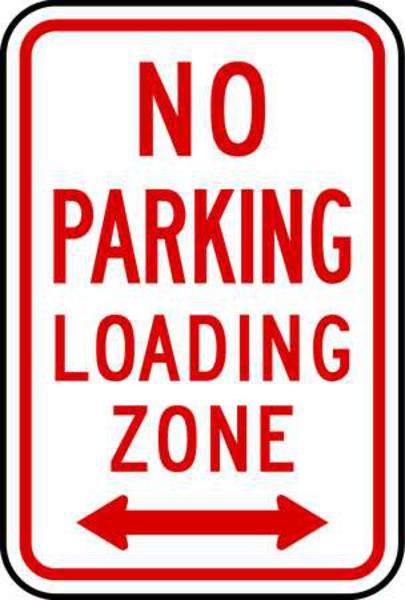No Parking Loading Zone Sign, Aluminum