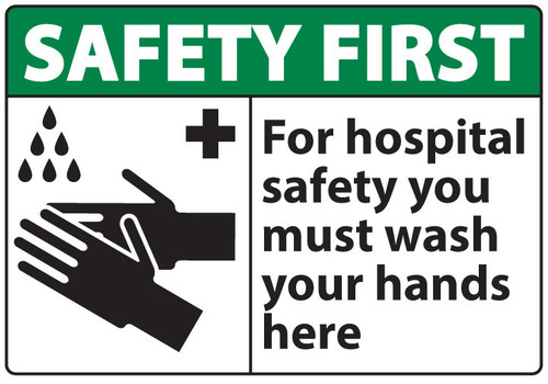 Wash Hands Here Sign, OSHA