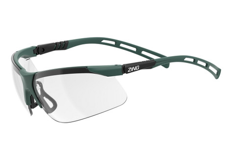 Eco-friendly safety glasses with clear anti-scratch lens and adjustable green-black frame