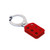 Coated Hasp, Steel Red, 1.5" Jaw Diameter, with Tabs