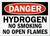 Sign, DANGER, Hydrogen No Smoking No Open Flames, 10x14, Aluminum