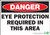Danger Eye Protection Required in This Area Sign