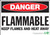 Danger Sign, Flammable Keep Flames and Heat Away, Aluminum - 1125A, 2125A