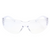 Clear frameless safety glasses with integrated nose piece, front view