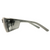 Gray wraparound safety glasses with smoke lenses, angled side view