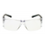 Clear safety glasses with black temples, front view