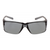 Gray and black safety sunglasses with smoke lenses, front view