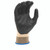 Tan knit work glove with black coated palm, palm view