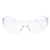 Clear frameless safety glasses with integrated nose piece, front view