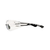 Clear lens safety glasses with black temples, left side view