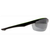 Smoke lens protective eyewear with black frame, side profile