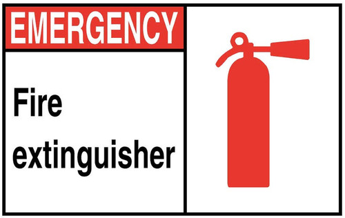 Fire Extinguisher Sign, with Down Arrow and Pictogram| Zing