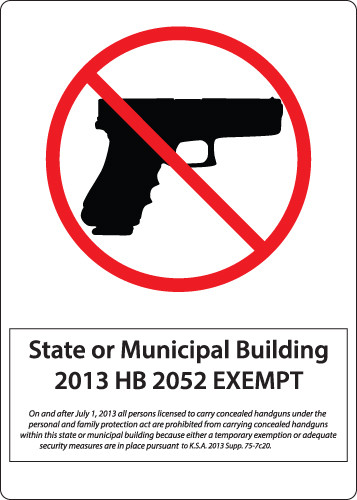 Kansas Municipal No Concealed Carry Sign | Zing