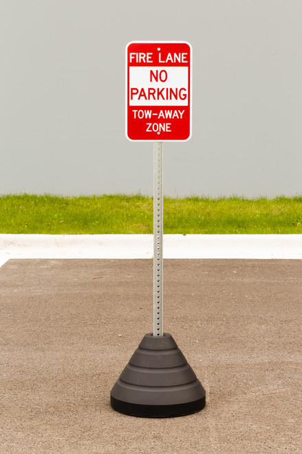 Fire Lane No Parking Sign Kit With Post And Base Zing
