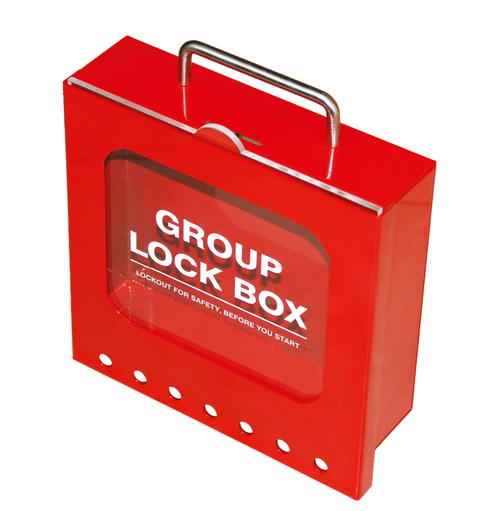 Group Lock Box, Steel, Red, 7 Padlock Capacity - 7386 - ZING Green