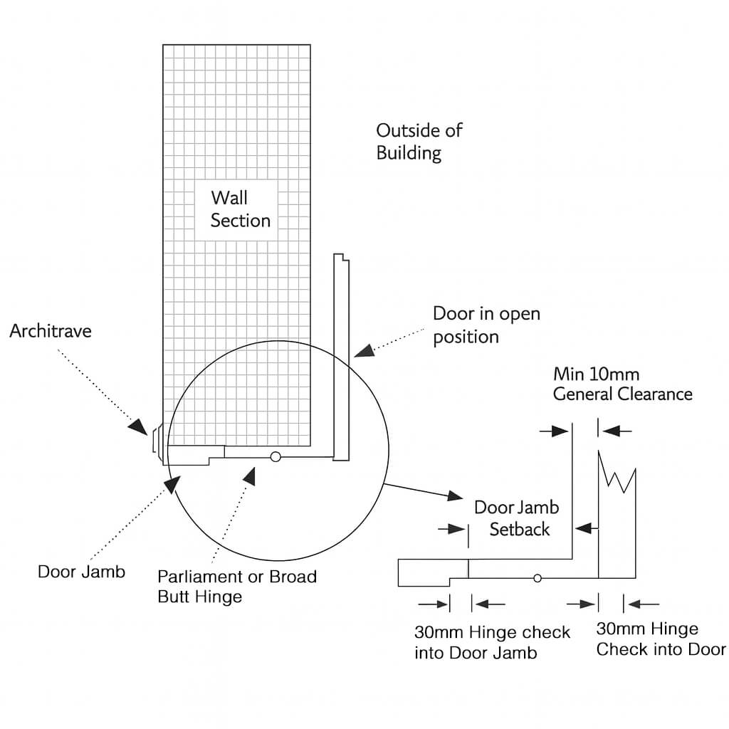 Parliament Hinge Size Caculation Technical Drawing