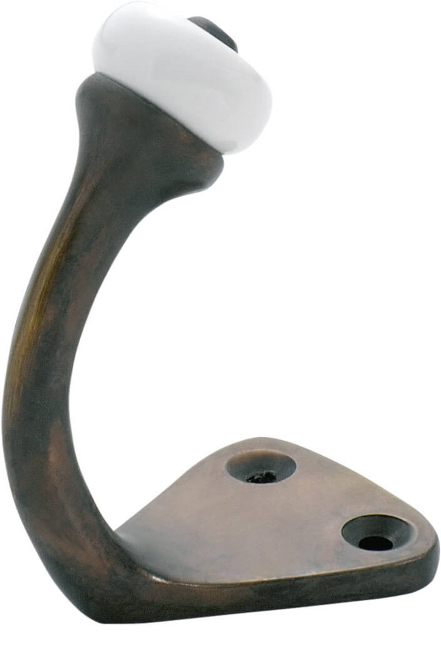 Tradco Victorian Robe Hook with White Porcelain Tip, 45 x 70mm