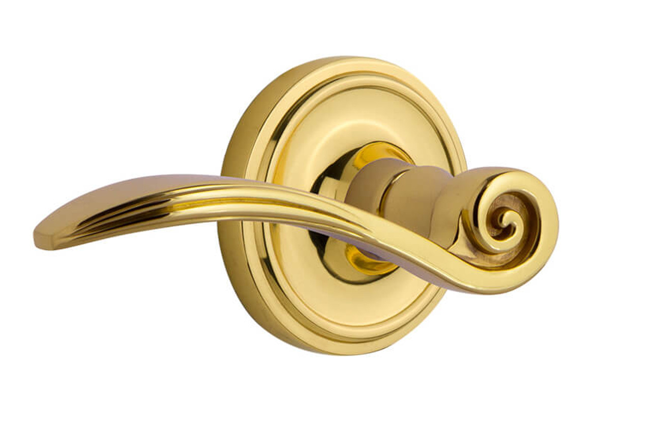 Brass Swan Pull with Round Rosettes