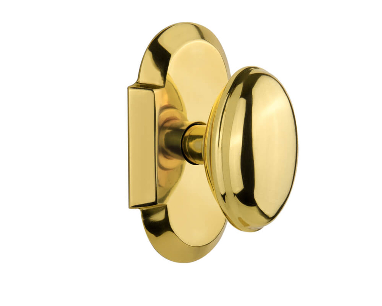 Modern Polished Brass Oval Door Knob Set with Rosette