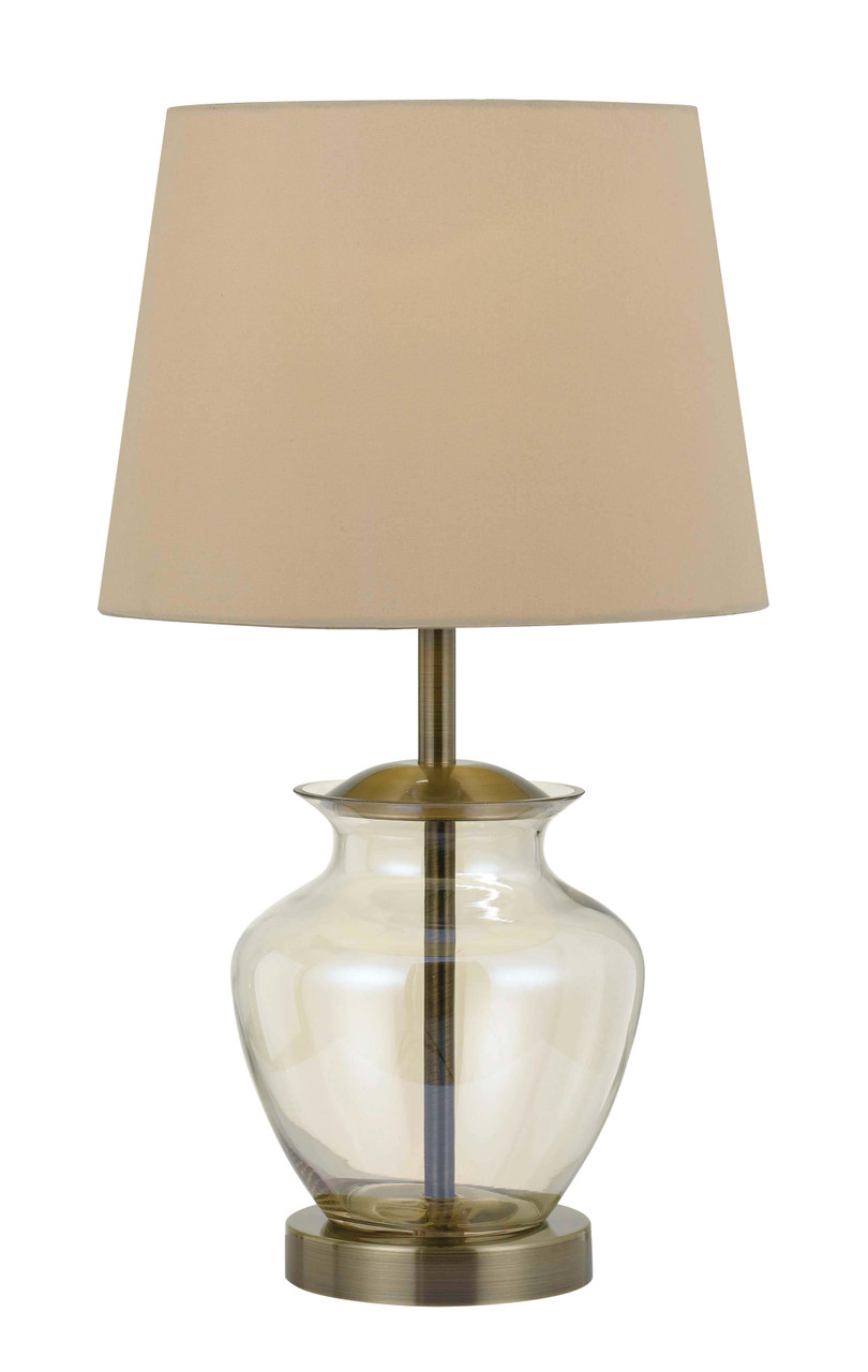 Small brass & black metal table lamp with 200mm shade