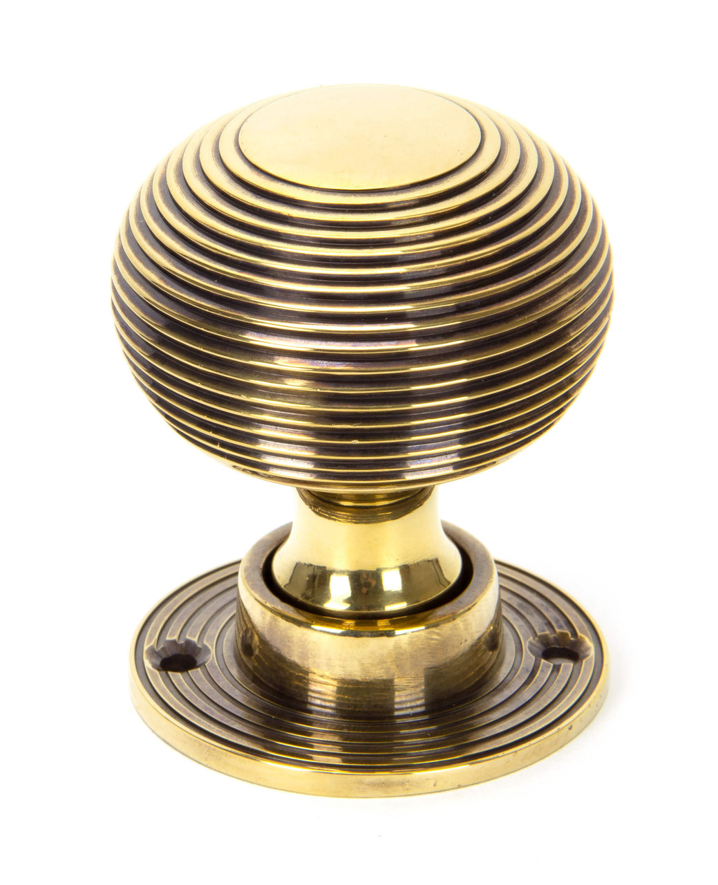 Brown Wood Polished Aged Brass Beehive Mortice Door Knobs - The Ceramic  Store