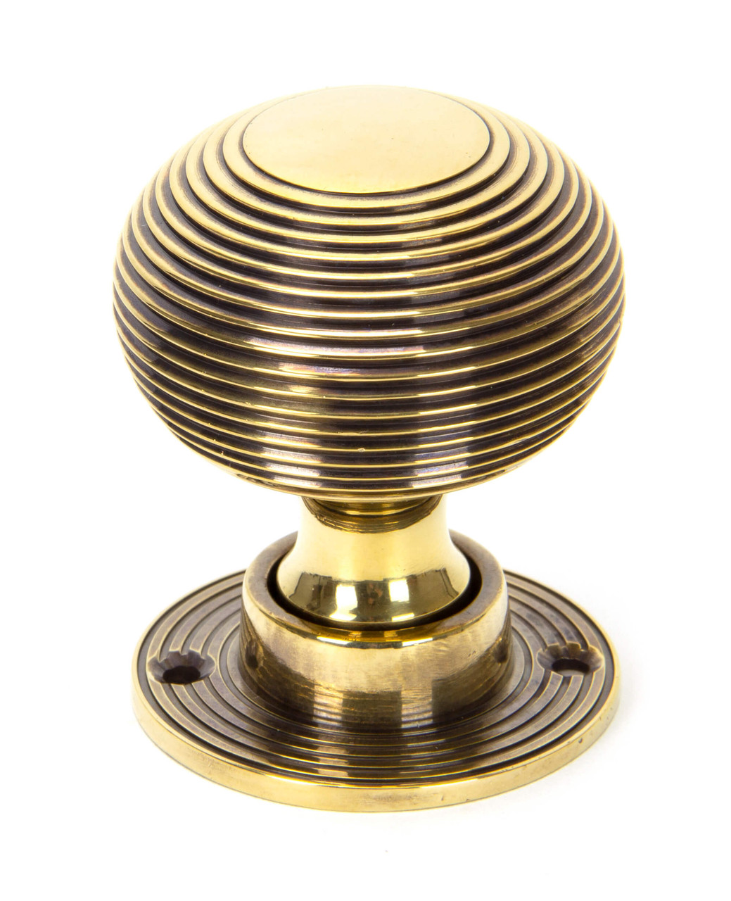 Solid Unlacquered Brass Beehive Style Door Knob Pair New Knobs Set Internal