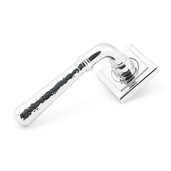 Square Ras Handle From The Anvil Hammered Newbury Square Lever Handle | Chrome