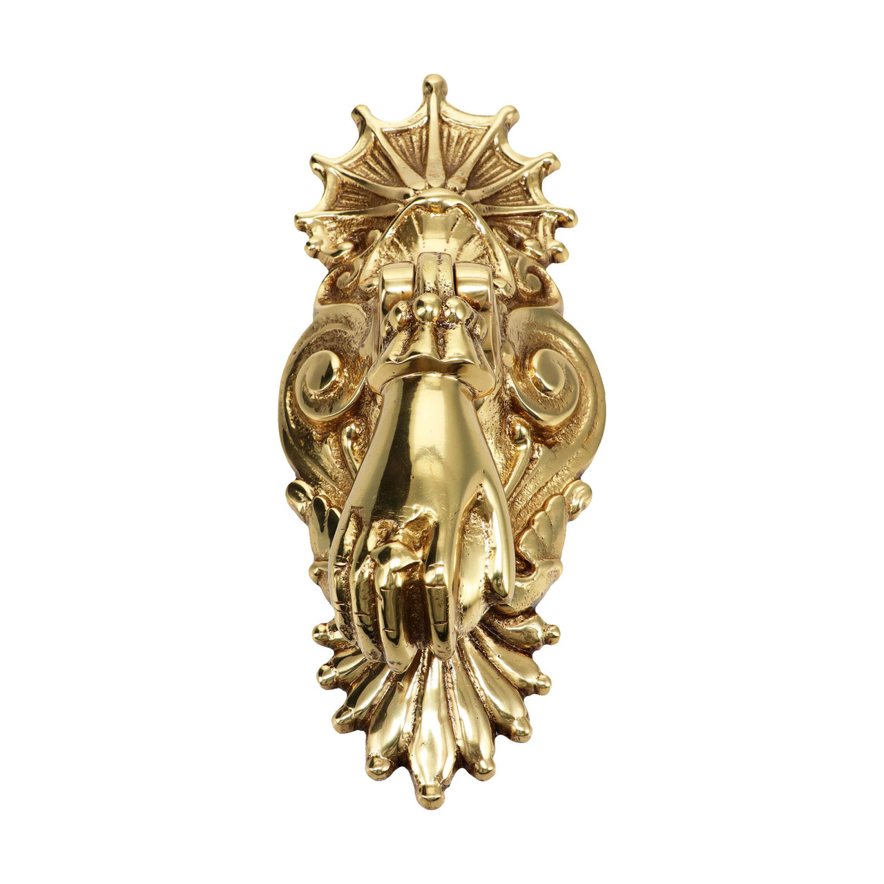 Domino Gothic Hand Door Knocker 220 x 90mm - Polished Brass
