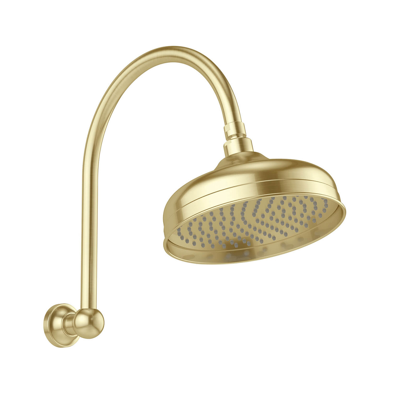 Phoenix Cromford High Rise Shower Arm and Rose | 210mm Rose | Brushed Gold