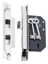 Tradco Rebated Skeleton Key Mortice Lock - 3 Lever - 44mm Backset - Chrome