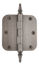Grandeur Loose Pin Hinge w/ Steeple Finial - Rounded - 89 x 89mm - Antique Pewter