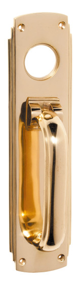 Tradco Art Deco Knocker with Cylinder Hole - 240 x 60mm - Polished Brass