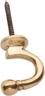 Tradco Curtain Tie Back Hook - 45mm - Polished Brass